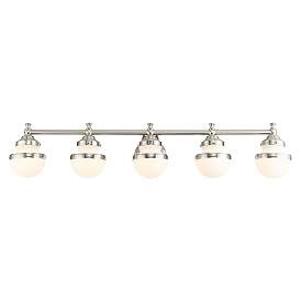 Image5 of Oldwick 5-Light 8.25-in Brushed Nickel Globe Vanity Light Bar more views