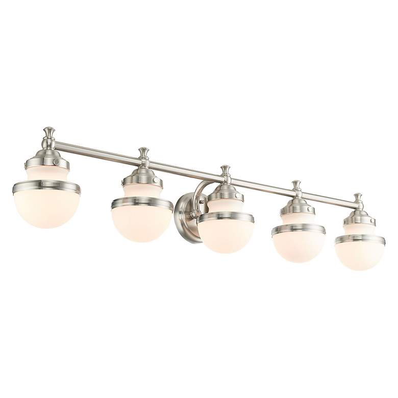 Image 6 Oldwick 5-Light 8.25-in Brushed Nickel Globe Vanity Light Bar more views