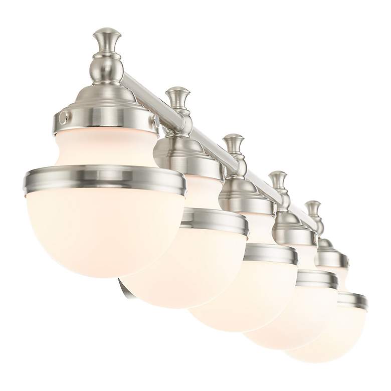 Image 7 Oldwick 5-Light 8.25-in Brushed Nickel Globe Vanity Light Bar more views