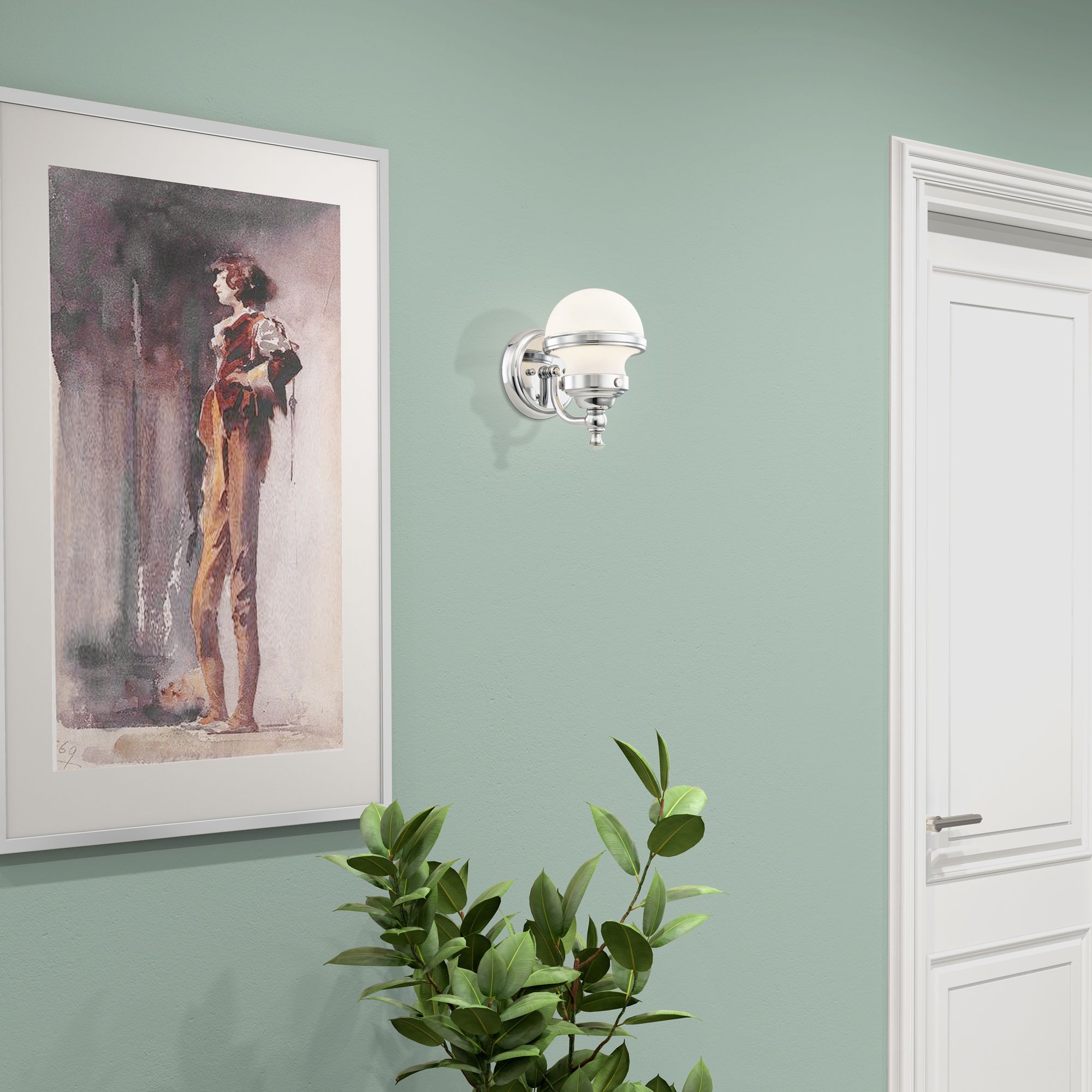 Oldwick 8 1/4" High Polished Chrome Wall Sconce in scene