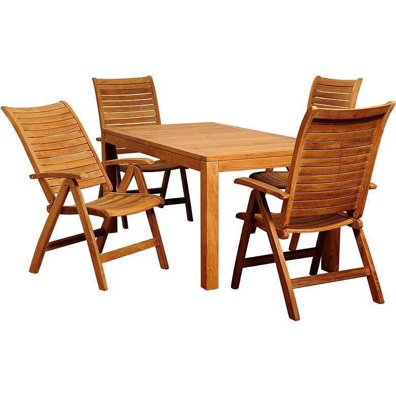 Image 1 Oleader Teak Wood 5-Piece Rectangular Patio Dining Set