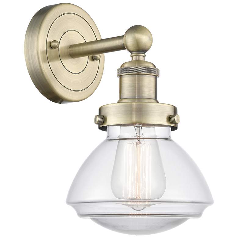 Image 1 Olean 10"High Antique Brass Sconce With Clear Shade