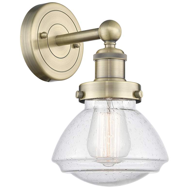 Image 1 Olean 10"High Antique Brass Sconce With Mercury Shade