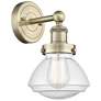 Olean 10"High Antique Brass Sconce With Mercury Shade