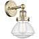 Olean 10"High Antique Brass Sconce With Mercury Shade
