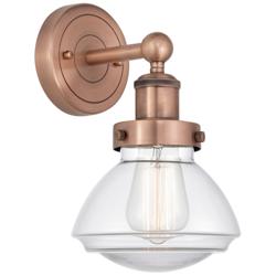 Olean 10&quot;High Antique Copper Sconce With Clear Shade