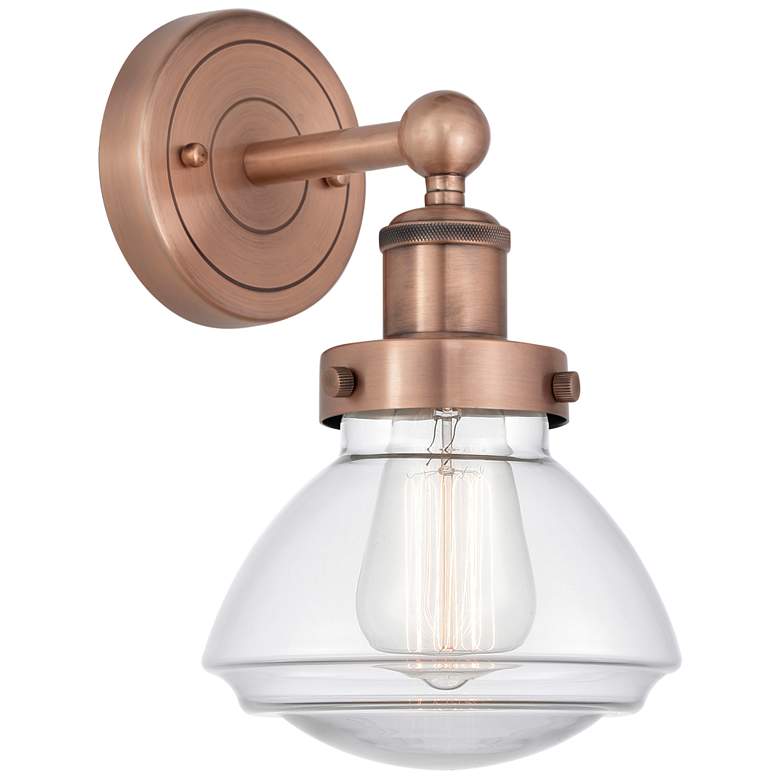 Image 1 Olean 10 inchHigh Antique Copper Sconce With Clear Shade
