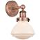 Olean 10"High Antique Copper Sconce With Matte White Shade