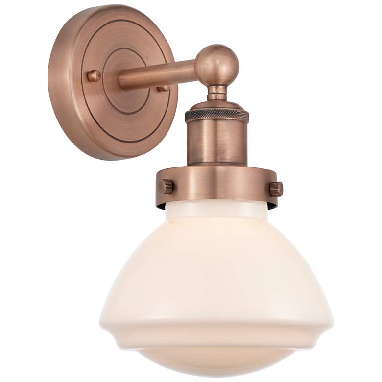 Image 1 Olean 10 inchHigh Antique Copper Sconce With Matte White Shade