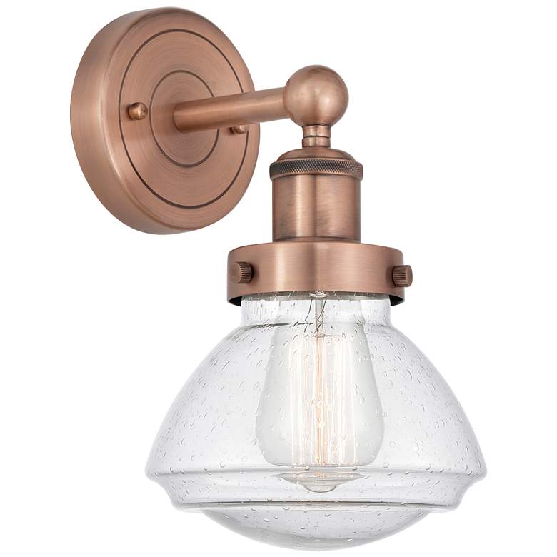 Image 1 Olean 10"High Antique Copper Sconce With Mercury Shade