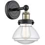 Olean 10"High Black Antique Brass Sconce With Clear Shade