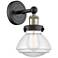 Olean 10"High Black Antique Brass Sconce With Clear Shade