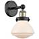 Olean 10"High Black Antique Brass Sconce With Matte White Shade