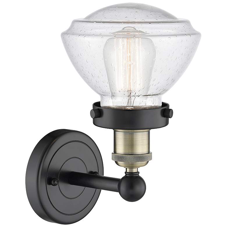 Image 2 Olean 10"High Black Antique Brass Sconce With Mercury Shade more views