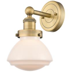 Olean 10"High Brushed Brass Sconce With Matte White Shade