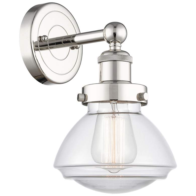 Image 1 Olean 10 inchHigh Polished Nickel Sconce With Clear Shade