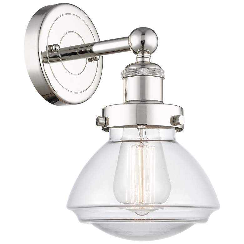 Image 1 Olean 10"High Polished Nickel Sconce With Clear Shade