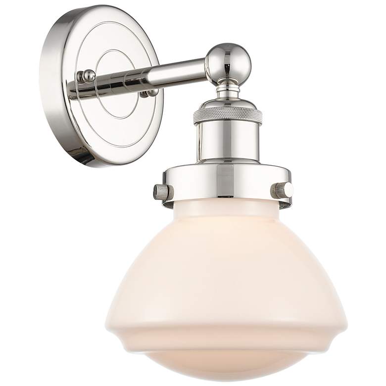 Image 1 Olean 10 inchHigh Polished Nickel Sconce With Matte White Shade