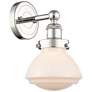 Olean 10"High Polished Nickel Sconce With Matte White Shade