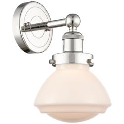 Olean 10&quot;High Polished Nickel Sconce With Matte White Shade