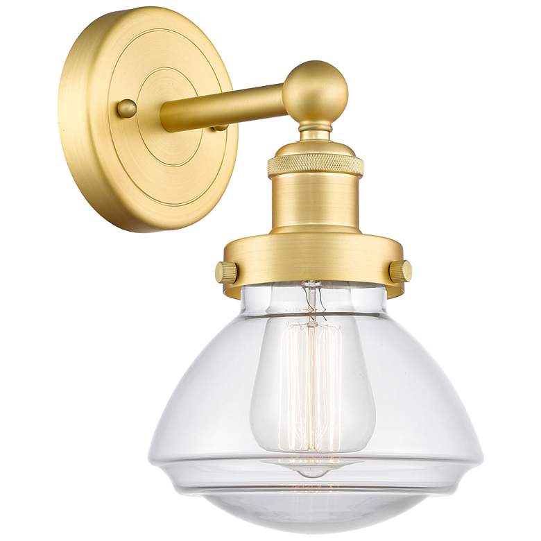 Image 1 Olean 10"High Satin Gold Sconce With Clear Shade