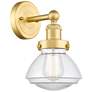Olean 10"High Satin Gold Sconce With Clear Shade