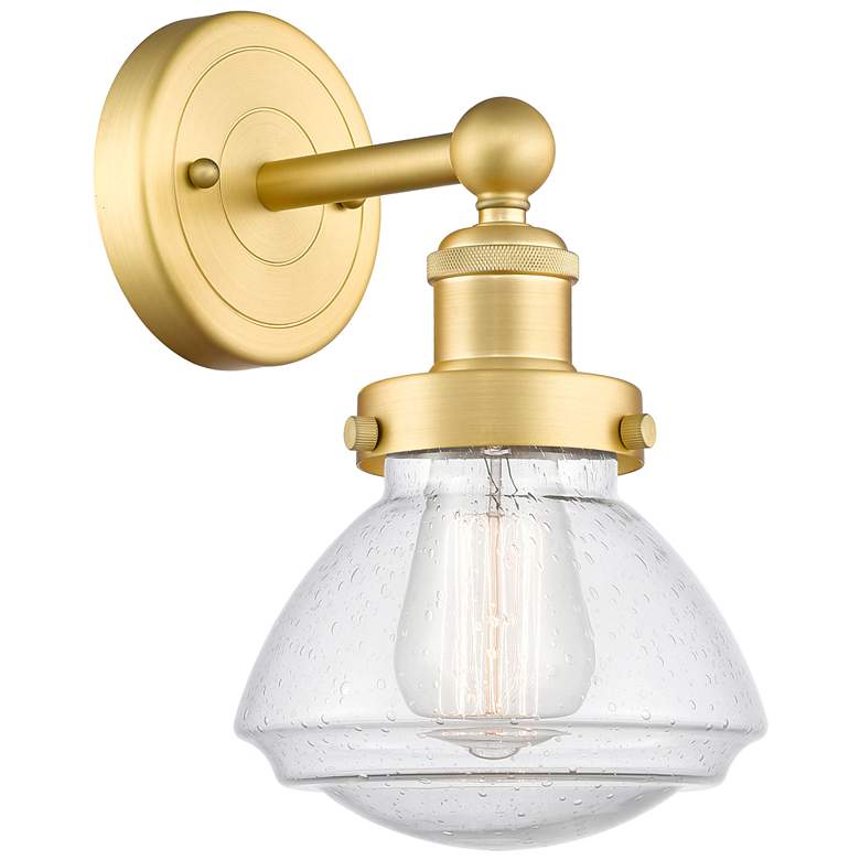 Image 1 Olean 10"High Satin Gold Sconce With Mercury Shade