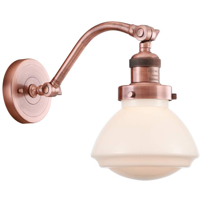 Image 1 Olean 12.25" High Copper Sconce w/ Matte White Shade