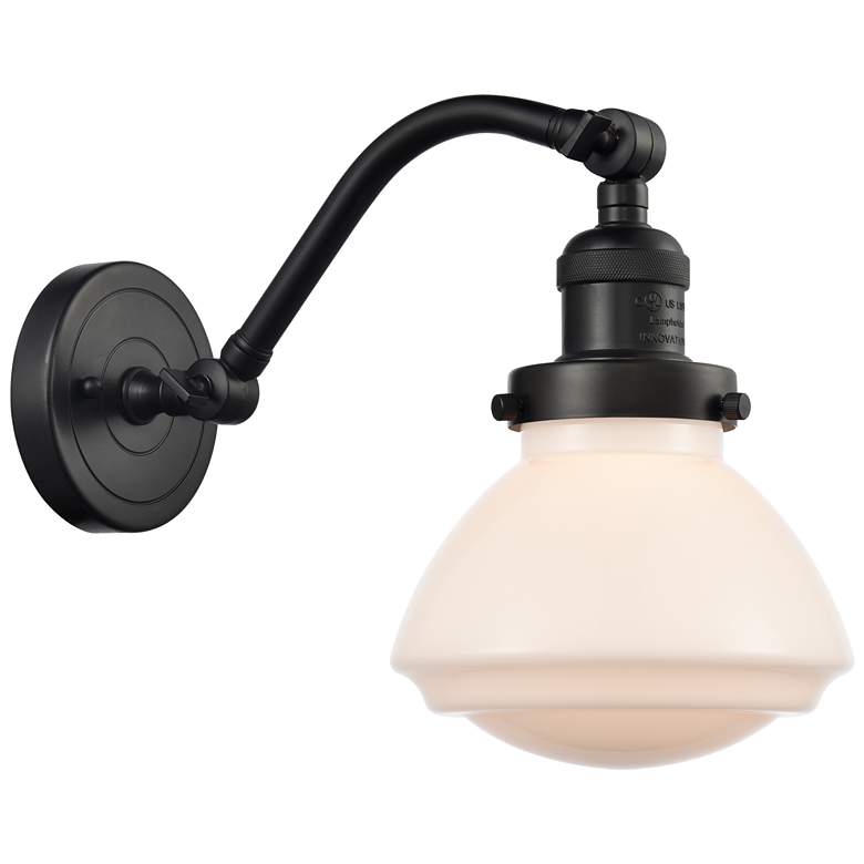Image 1 Olean 12.25" High Oil Rubbed Bronze Sconce w/ Matte White Shade