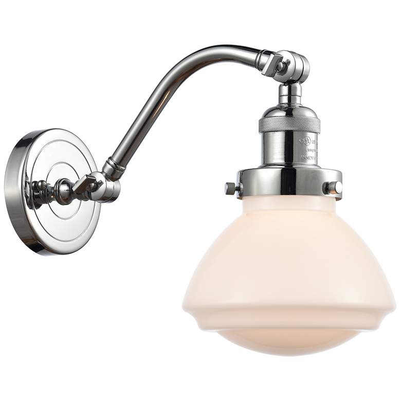 Image 1 Olean 12.25" High Polished Chrome Sconce w/ Matte White Shade
