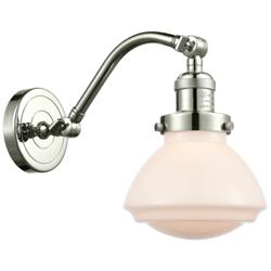 Olean 12.25" High Polished Nickel Sconce w/ Matte White Shade