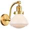 Olean 12.25" High Satin Gold Sconce w/ Matte White Shade