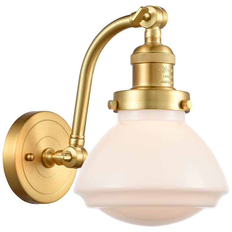 Image 1 Olean 12.25 inch High Satin Gold Sconce w/ Matte White Shade