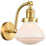 Olean 12.25" High Satin Gold Sconce w/ Matte White Shade