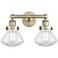 Olean 15.5" Wide 2 Light Antique Brass Bath Vanity Light With Clear Sh