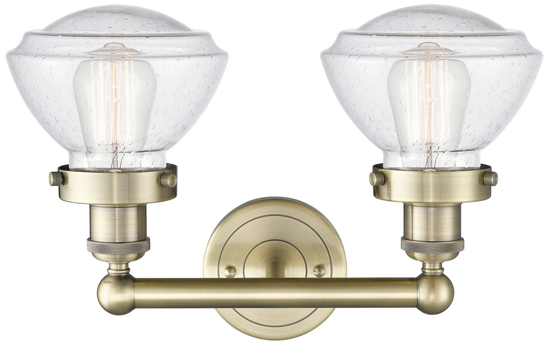 Image 2 Olean 15.5" Wide 2 Light Antique Brass Bath Vanity Light With Mercury more views