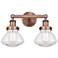Olean 15.5" Wide 2 Light Antique Copper Bath Vanity Light With Clear S