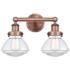 Olean 15.5" Wide 2 Light Antique Copper Bath Vanity Light With Clear S