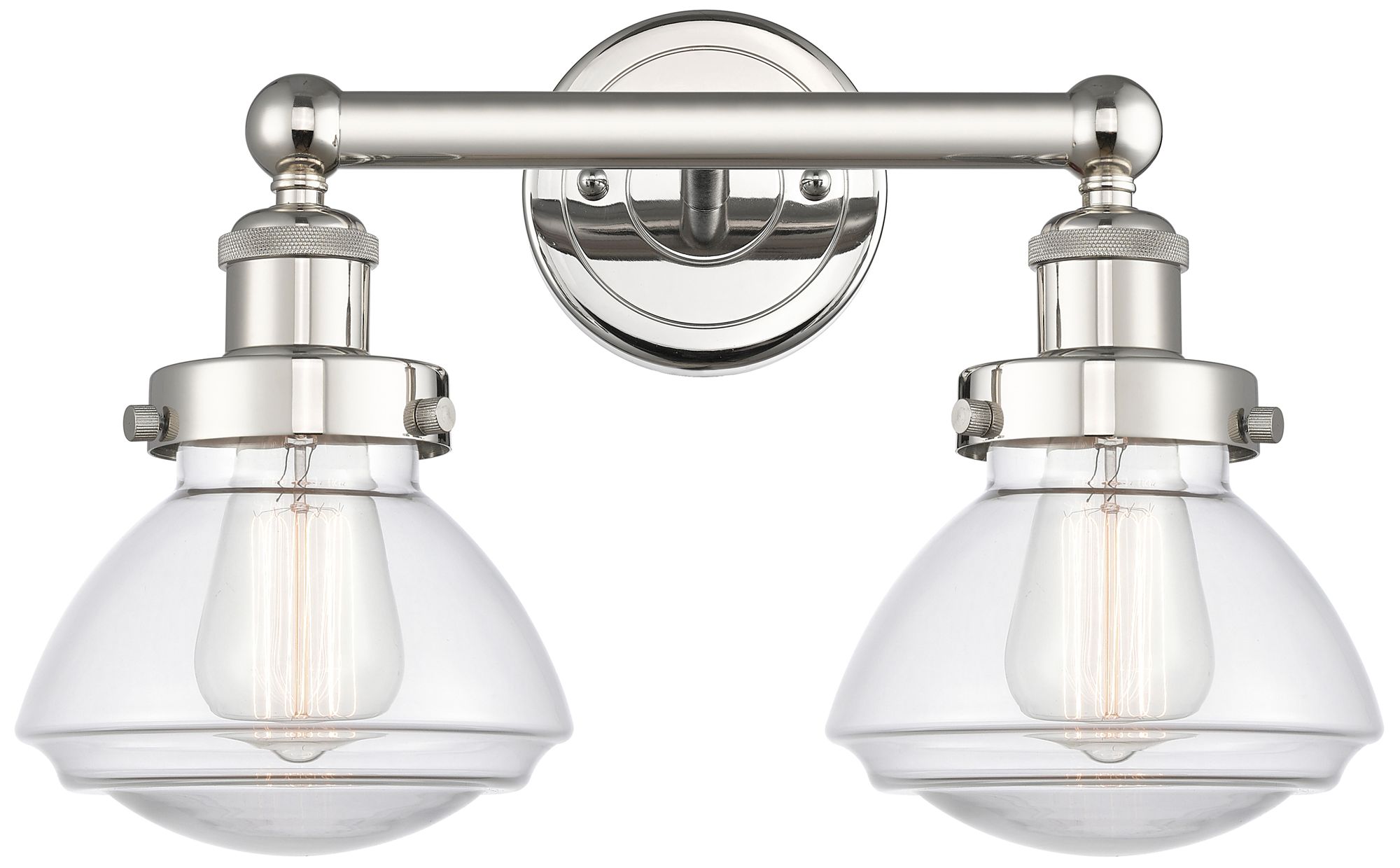 Olean 15.5" Wide 2 Light Polished Nickel Bath Vanity Light With Clear