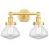 Olean 15.5" Wide 2 Light Satin Gold Bath Vanity Light With Clear Shade