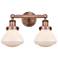 Olean 15.5"W 2 Light Antique Copper Bath Vanity Light With White Shade