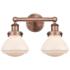 Olean 15.5"W 2 Light Antique Copper Bath Vanity Light With White Shade