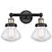 Olean 15.5"W 2 Light Black Antique Brass Bath Light With Mercury Shade