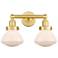 Olean 15.5"W 2 Light Satin Gold Bath Vanity Light With Matte White Sha
