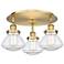 Olean 18.25" Wide 3 Light Brushed Brass Flush Mount With Clear Glass S