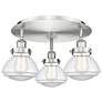 Olean 18.25" Wide 3 Light Satin Nickel Flush Mount With Clear Glass Sh