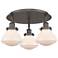 Olean 18.25"W 3 Light Oil Rubbed Bronze Flush Mount w/ White Shade