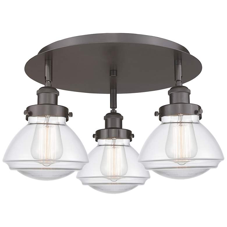 Image 1 Olean 18.25"W 3 Light Oil Rubbed Bronze Flush Mount With Clear Glass S