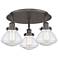 Olean 18.25"W 3 Light Oil Rubbed Bronze Flush Mount With Seedy Glass S