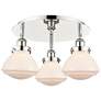 Olean 18.25"W 3 Light Polished Nickel Flush Mount w/ White Shade